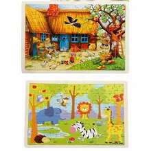Детские классические головоломки раннее образование 60 штук Мультяшные Животные головоломки 2 шт, детские деревянные пазлы игрушки/подарок