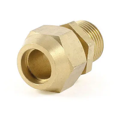 

3/8" PT Male Threaded Hex Bushing Hydraulic Fitting Gold Tone for 12mm Tube Pipe
