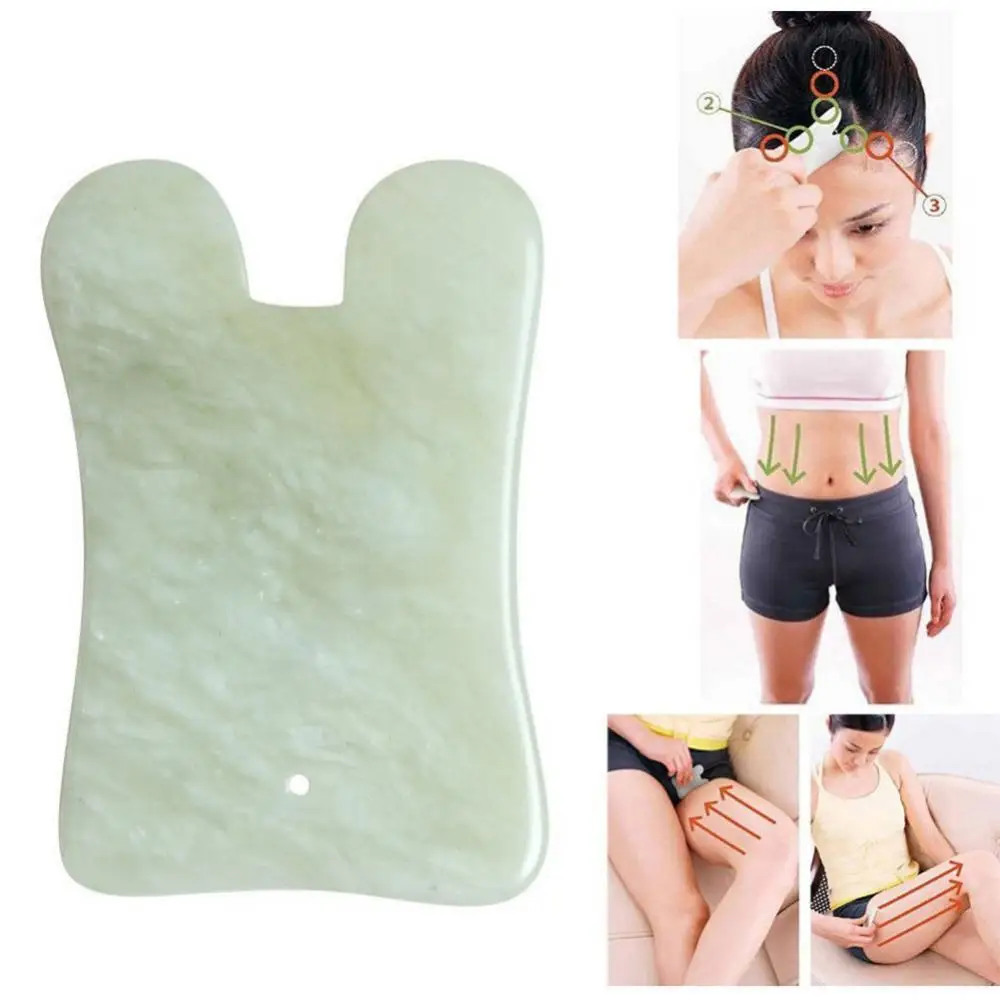 Natural Jade Scraping Massage Scraper Face Massager Board Rose Quartz Agate Acupoint Facial Eye Care |