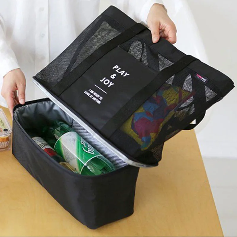 

Double Layer Portable Cooler Bag One Shoulder Sac Isotherme Storage Bolsa Termica Grid Covers For Beer Cans Picnic Box Cool Pack