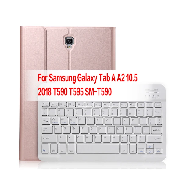 Rose gold Bluetooth клавиатура чехол для Samsung Galaxy Tab A 10,5 SM-T590/T595/T597 планшет, съемная Bluetooth беспроводная клавиатура-Чехол - Цвет: Rose gold