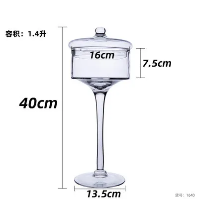 Скандинавская Высокая стеклянная банка для конфет Высококачественная стеклянная пищевая бутылка для хранения и банка креативный пылезащитный десертный поднос свадебное украшение - Цвет: 1pcs-E