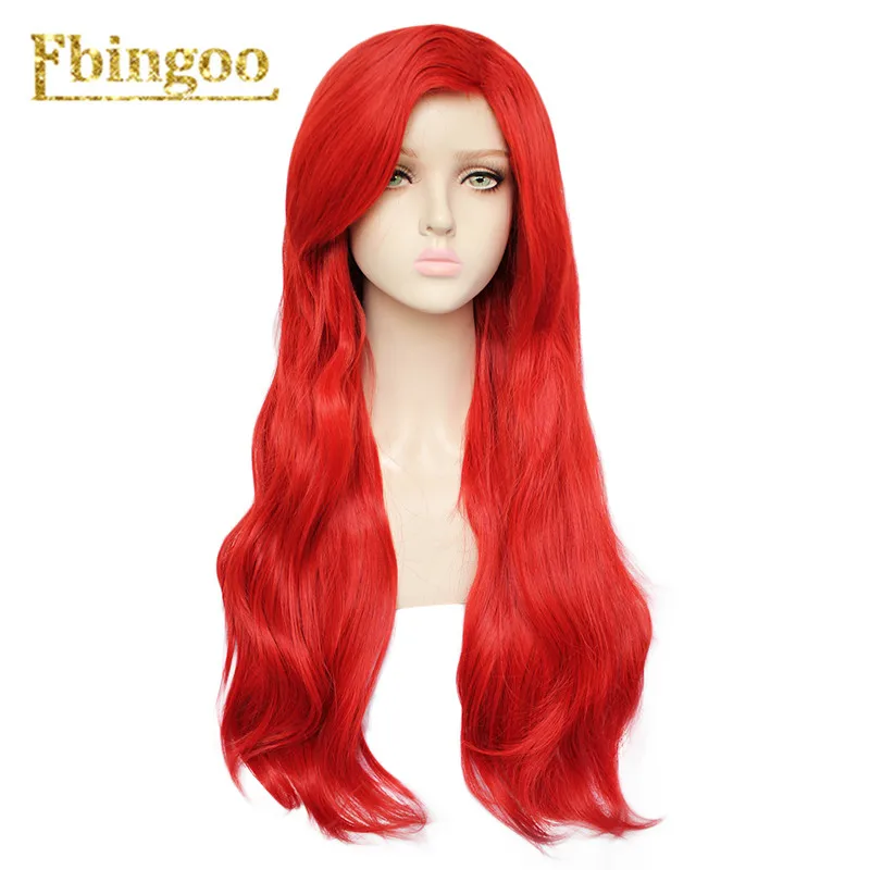 Ebingoo Ariel Wig Red Synthetic Cosplay Wig Long Wavy Little Mermaid Princess Wigs for Halloween Costume High Temperature Fiber
