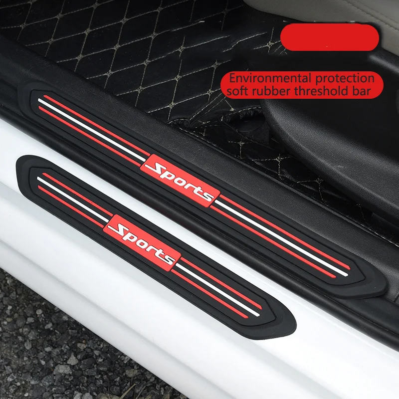 

4Pcs/Set Car Door Sill Sticker Scuff Anti Scratch Car Sticker Auto Car Styling 3D PVC Stickers 45cmx4.5cm Prevent trample Stick