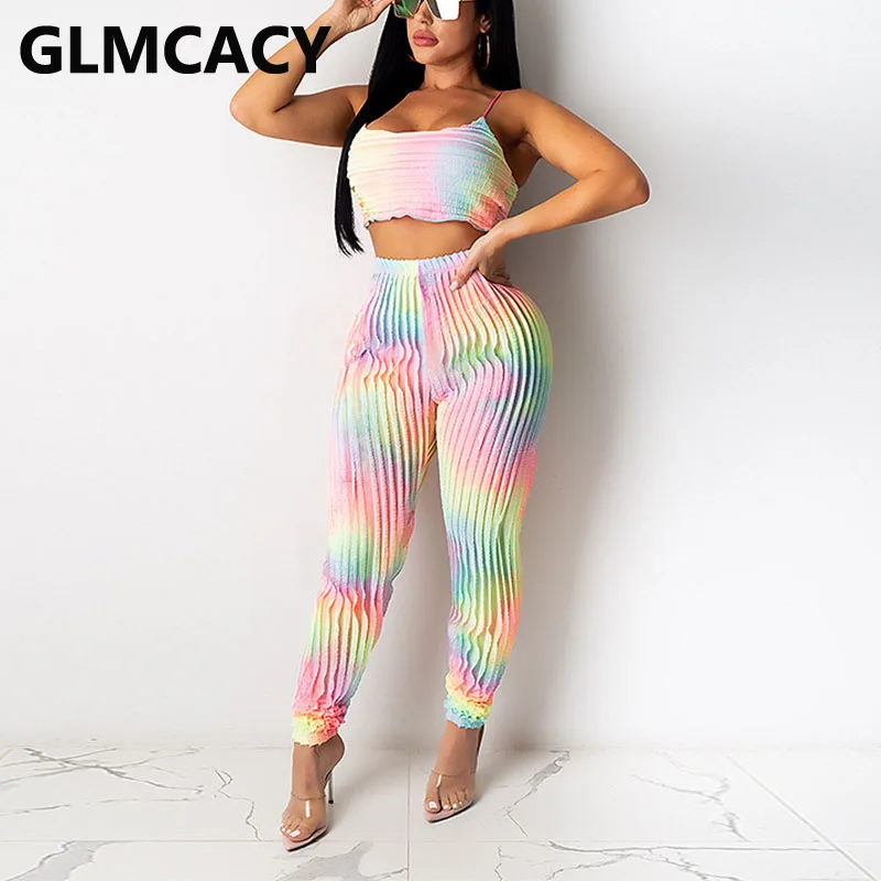 Women Summer Two Piece Outfits Ruched Spaghetti Strap Crop Top and Pants Set Chic Design Suits Women Summer Two Piece Outfits Ruched Spaghetti Strap Crop Top and Pants Set Chic Design Suits