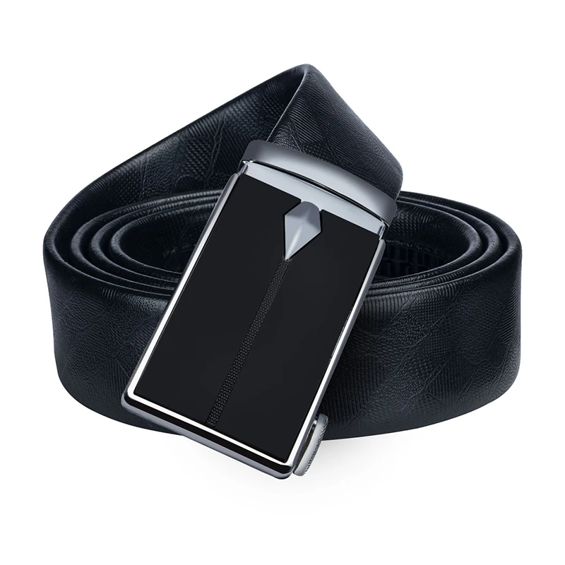 DK-0011-DE-A Hi-Tie 3+ 2 Подарочный набор ремней в коробке, мужской черный ремень из натуральной кожи, брендовый дизайнерский автоматический ремень с пряжками, металлический ремень для мужчин s - Цвет: DK-0011-DE-A