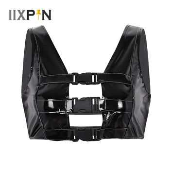 

Women Punk Pole Dance Crop Tops Sexy Tops For Women Tops Clubwear PU Leather Sleeveless Front Buckles Backless Rock Tank Top