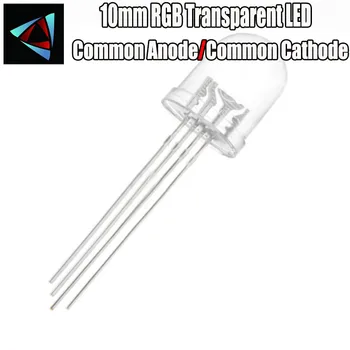 

10 pcs = Full colors Transparent RGB LED, 10mm, common anode Common Cathode diode