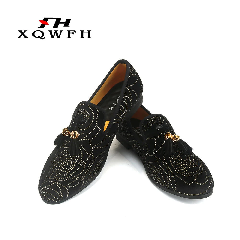 de terciopelo rosa bordados para hombre, zapatos de vestir con borlas doradas para fiesta y boda, zapatillas para fumar, novedad|Mocasines| - AliExpress