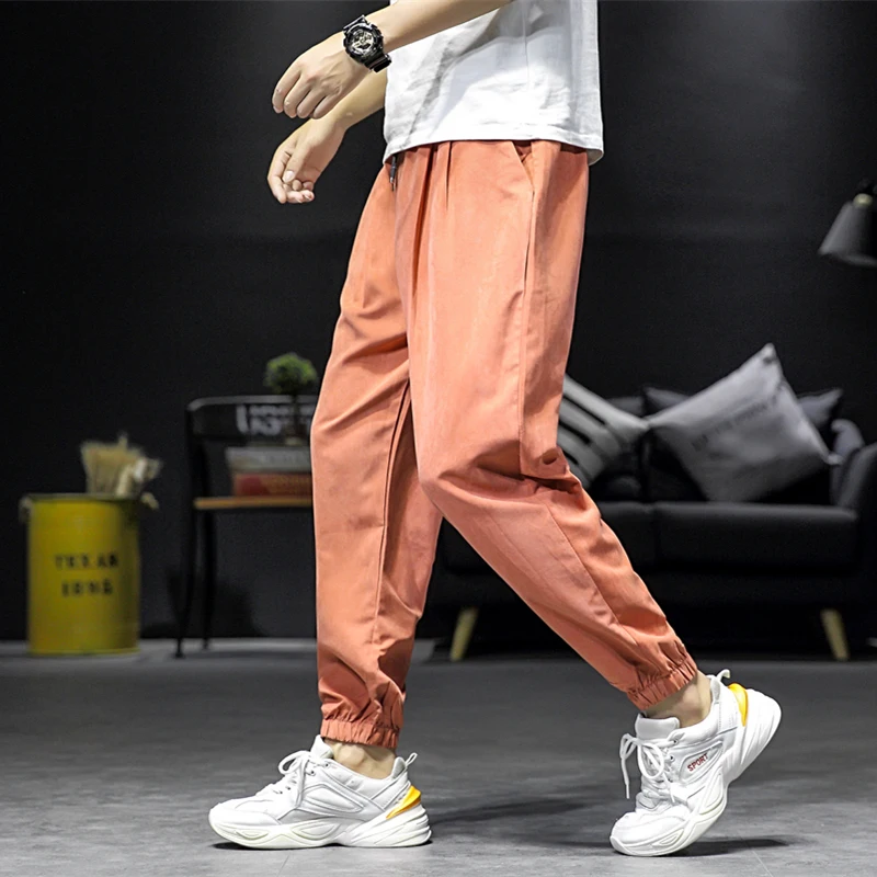 Autumn Sweatpants Men's Fashion Solid Color Casual Joggers Pants Men Streetwear Wild Hip Hop Loose Harlan Trousers Mens M-5XL