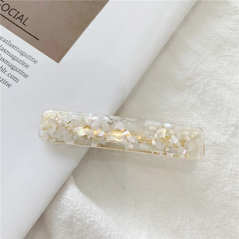 White-Style3 1 шт., женские, для девушек, корейский стиль, боковые заколки для волос, полые, геометрические, форма капли воды, квадратные заколки для волос, цветные, мраморные, текстурированные, с принтом - Цвет: White-Style3
