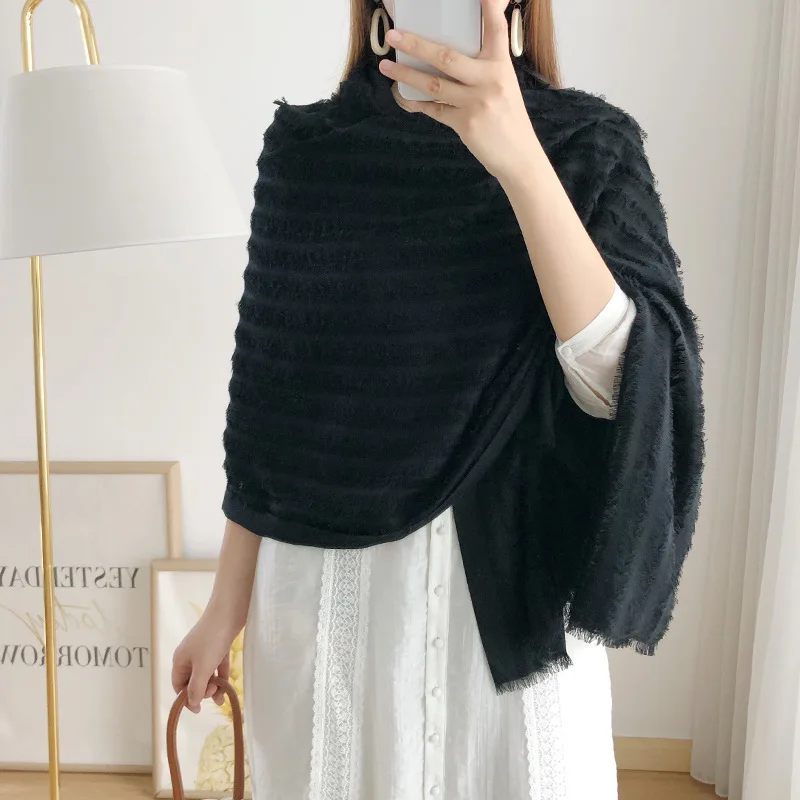 

2019 Hijab Of Warm Autumn Pure Color Wool Cloth With Soft Nap Is Knitted Collar Set Female Han Edition Student Joker Head Scarf