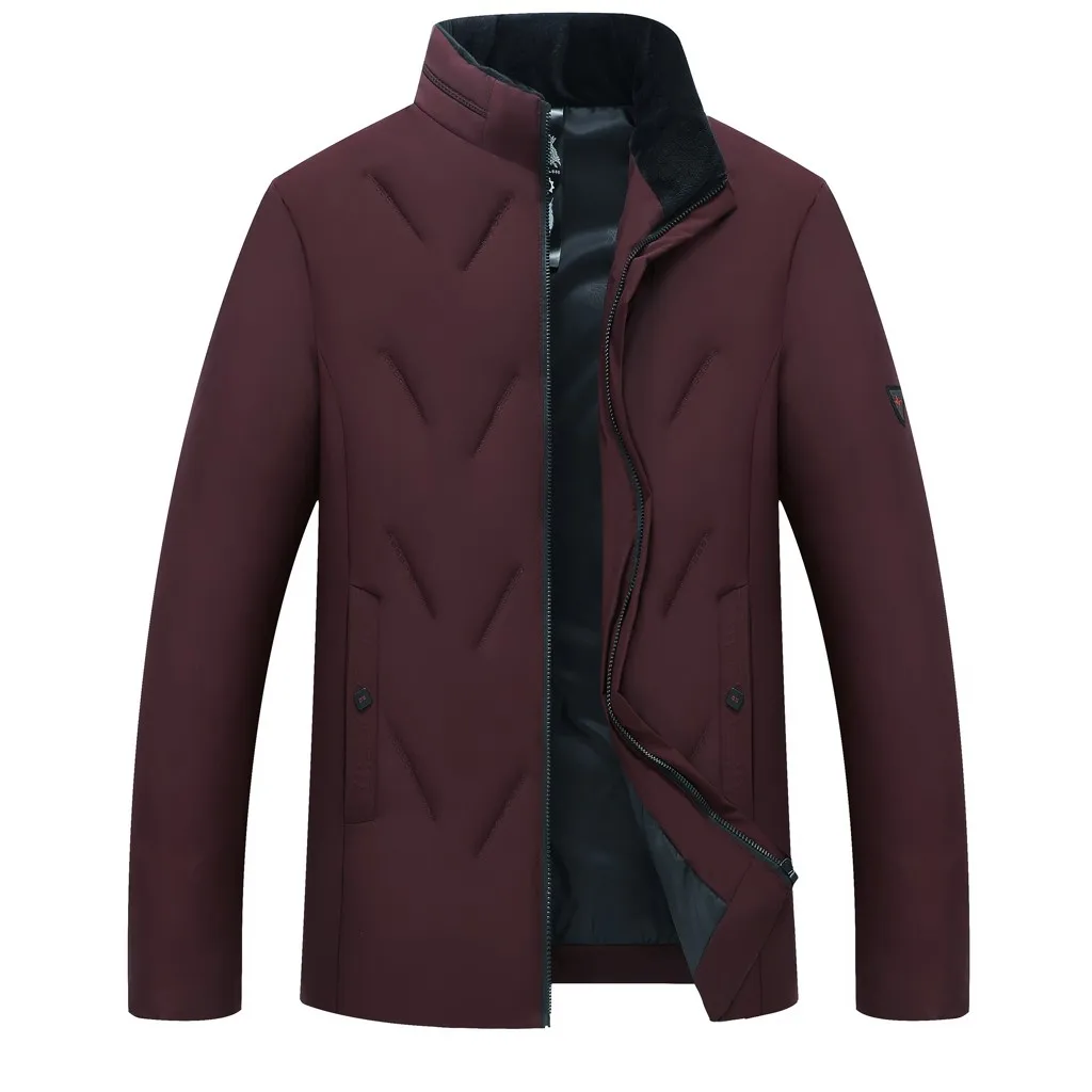Feitong chaqueta hombre, зимняя мужская куртка, повседневная, с карманами, на пуговицах, с хлопковой подкладкой, стоячий воротник, топ, уличная одежда, черное пальто, jaqueta