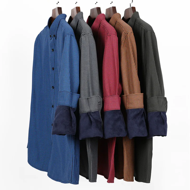 Плюс 8XL 6XL 5XL Мужская классическая рубашка 2019 зимняя мужская клетчатая теплая Толстая флисовая рубашка с длинным рукавом модная мягкая