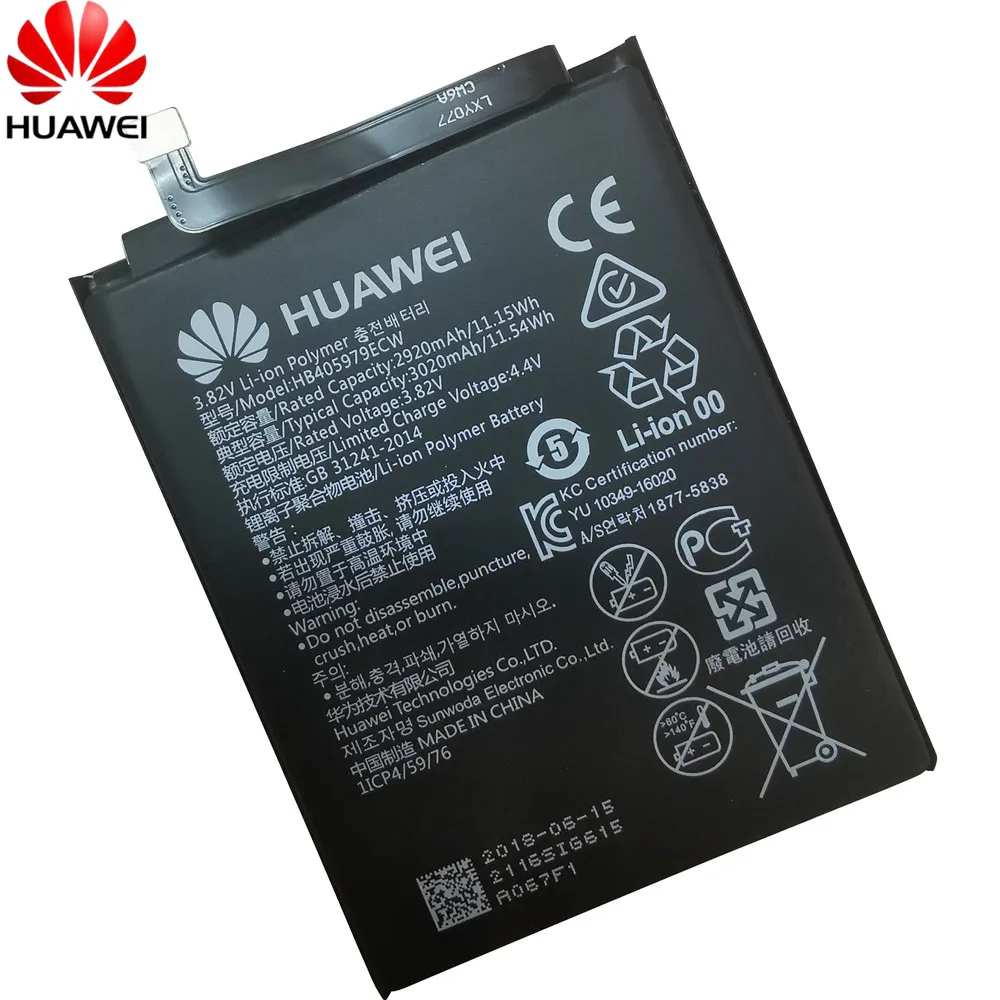 Hua Wei HB405979ECW сменный аккумулятор для телефона huawei NOVA CAZ-AL10 CAZ-TL00 Enjoy 6S Honor 6C 6A 8A Li-Ion 3020mAh