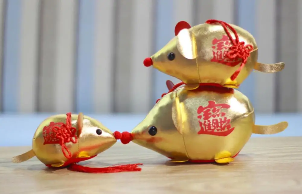 Китайский счастливый год мышь талисман мягкая игрушка приносить богатые красные и золотые крысы мягкие животные игрушка подарок на год домашний декор - Цвет: about 10cm