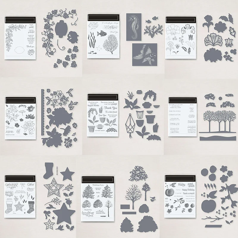 Cooking Tools Flowers  Trees Stars Cats Sending Hugs Transparent Clear Stamps And Dies for DIY Scrapbooking Craft Cards 2021 New