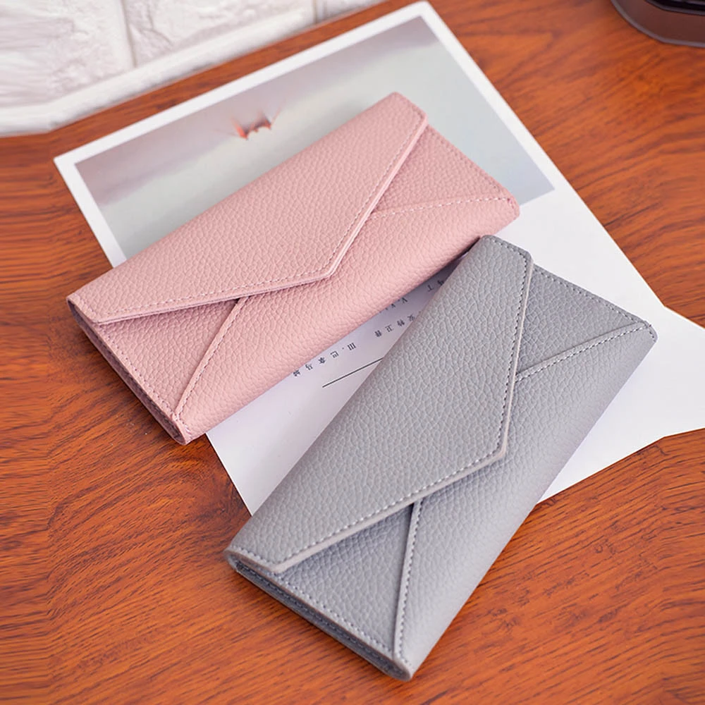 Women Wallets Multifunction PU Leather Wallets Simple Zipper Purses Long Section Clutch Wallet Soft PU Leather Money Bag 815
