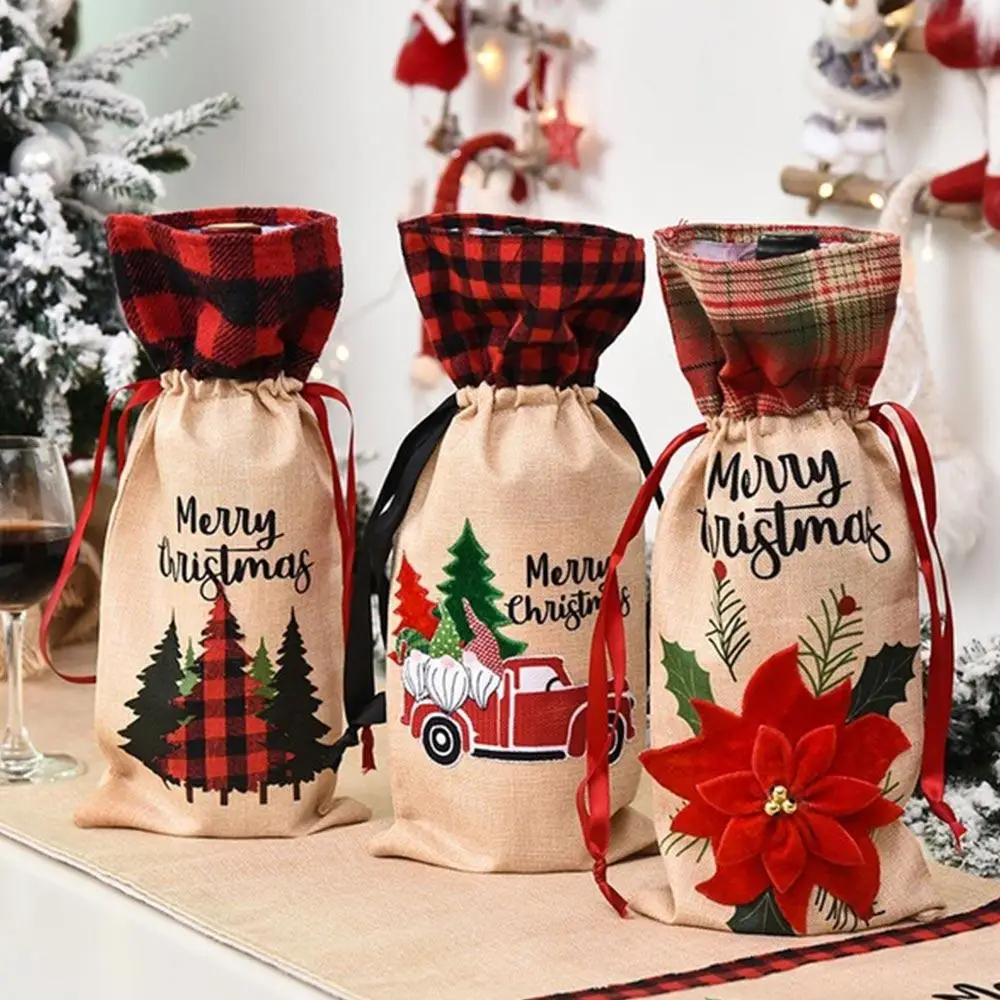 Обеденный стол Санта Клаус красное вино костюм бутылка для вина сумка красивые