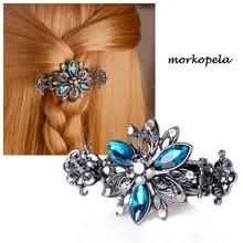 Morkopela винтажный Хрустальный цветок для волос коготь Краб модные заколки для волос ювелирные изделия женские банкетные шпилька аксессуары