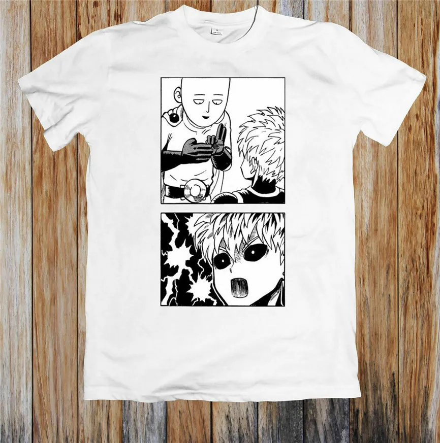One Punch Man Saitama And Genos Manga White T-Shirt Fubuki Caped Baldy S-6Xl High Quality Tee Shirt | Мужская одежда