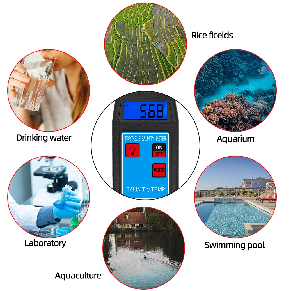 Salinity-8425 Salinity/Temp Meter Portable Measuring Food Aquarium Lab Beverages Drink Salt Concentration Meter 30% off