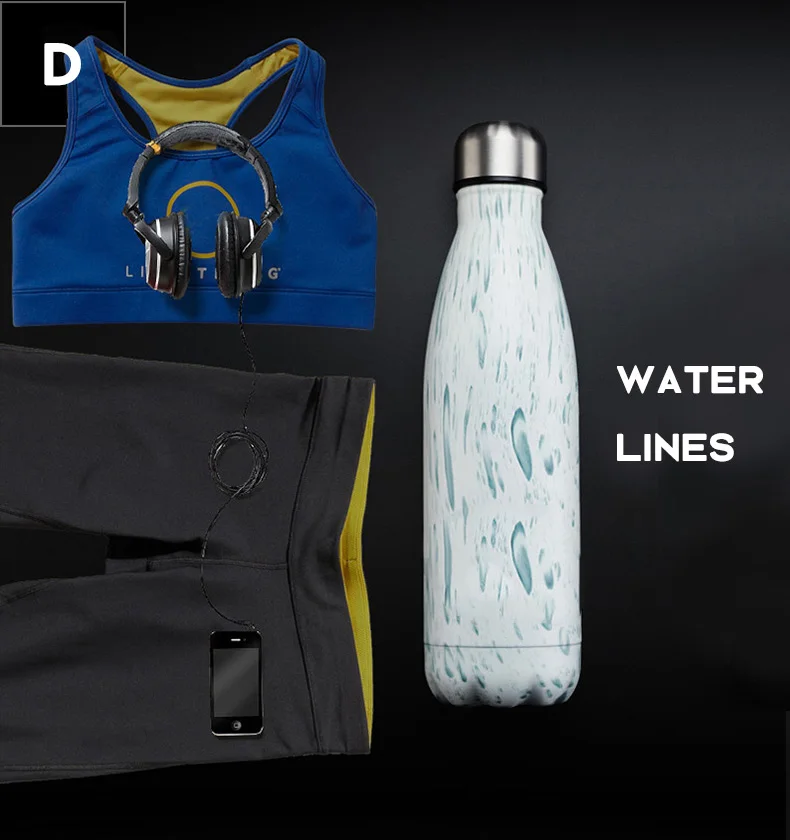 500 мл двухслойная Изолированная вакуумная колба из нержавеющей стали бутылка для воды термос без бисфенола А для спортивных бутылок для воды - Цвет: D