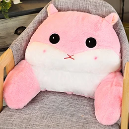 Pink Хомяк подушка для поддержки поясницы моющийся стул подушка пушистый мультфильм животные мышь спинка коричневый серый розовый зимний подарок 35*50 см - Цвет: Pink