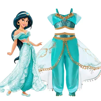 

Princess Dress Jasmine Aladdin Costumes Rapunzel Belle Cosplay Costume Kids Girls Clothes Elsa Anna Sofia Party Dress