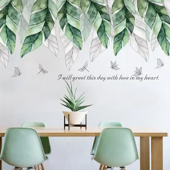 

111*60cm Banana Leaves Wall Stickers for Living room Bedroom Entrance Sofa Background Removable Wall Decals Eco-friendly Murals