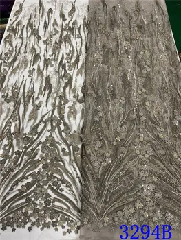 

XIYA Handmade Lace Fabric African Lace Fabric 2020 High Quality Lace With Beads Nigerian French Lace Fabrics Sewing QF3294B-1