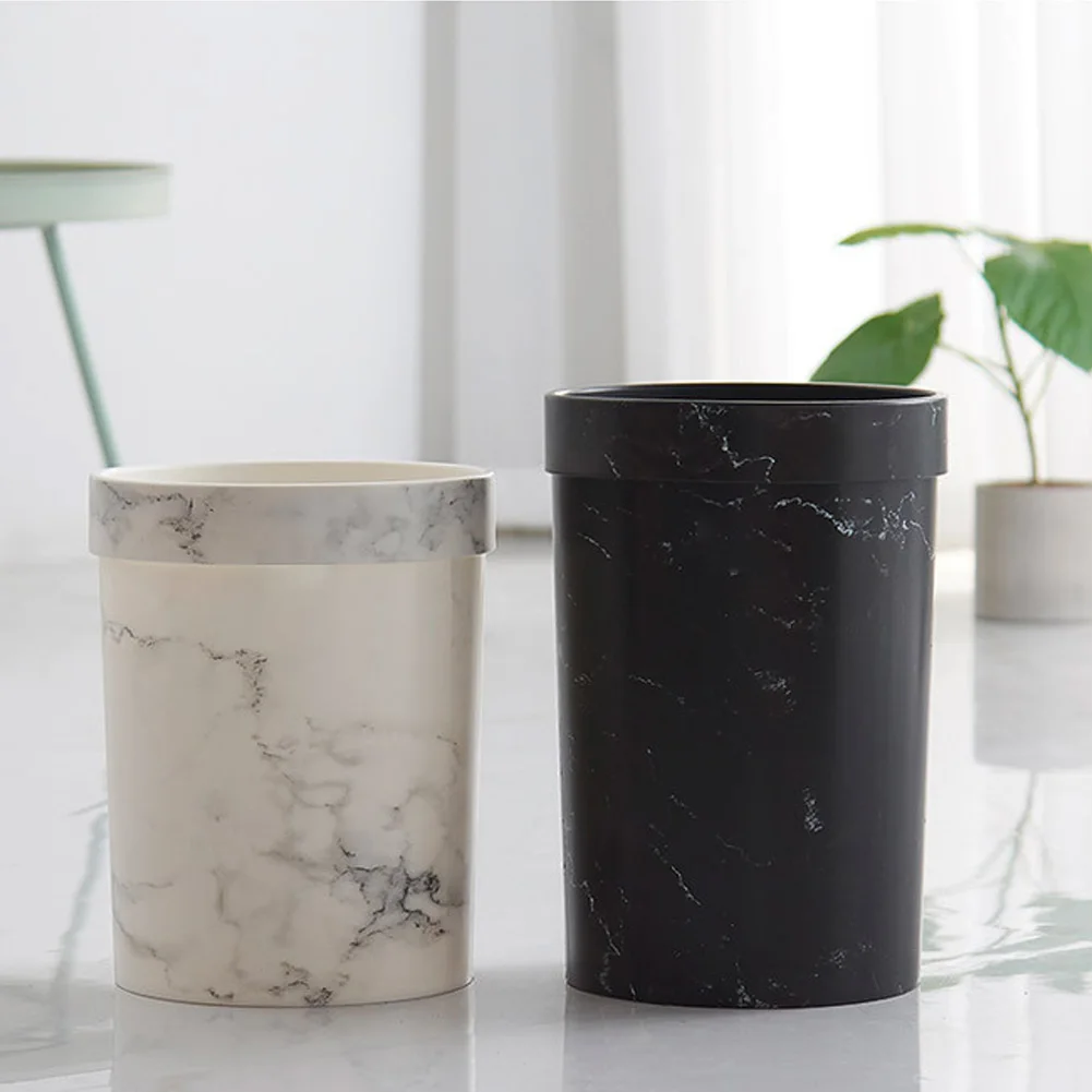 Marble Pattern Trash Cans Bedroom Trash Can Living Room Waste Bin Office Garbage Bucket Without Lid European Style Dustbin Hot