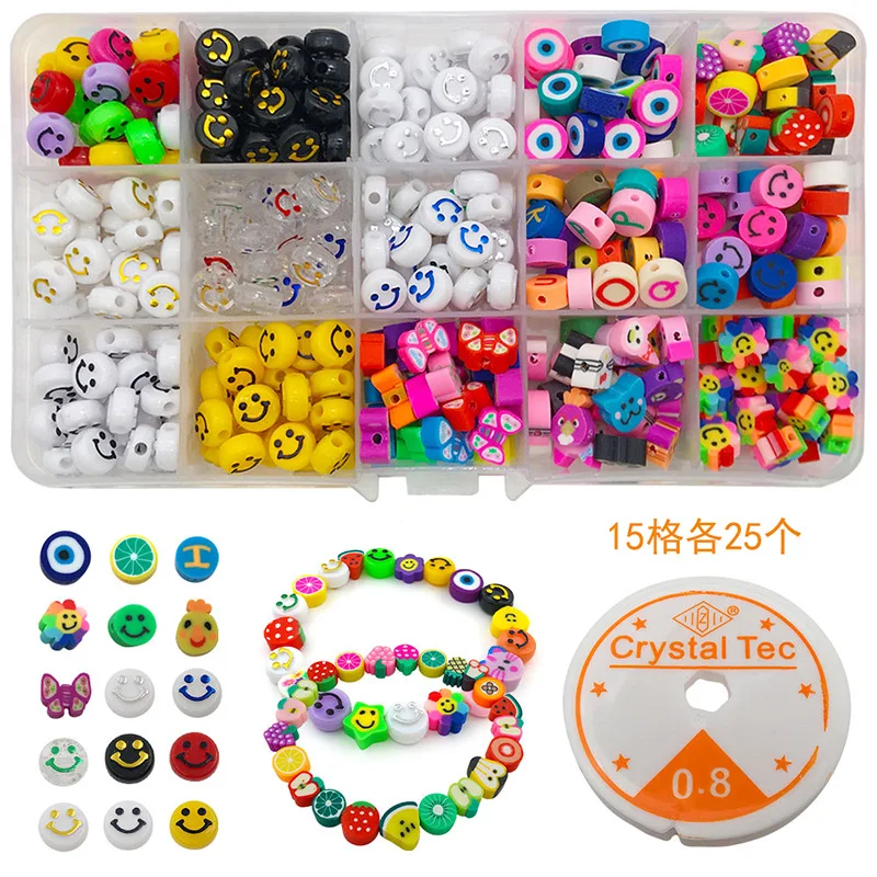 

370Pcs Resin Mixed Fruit Animal Flower Pattern Clay Spacer Beads for Necklace Bracelet Earring Jewelry Making DIY Accessories