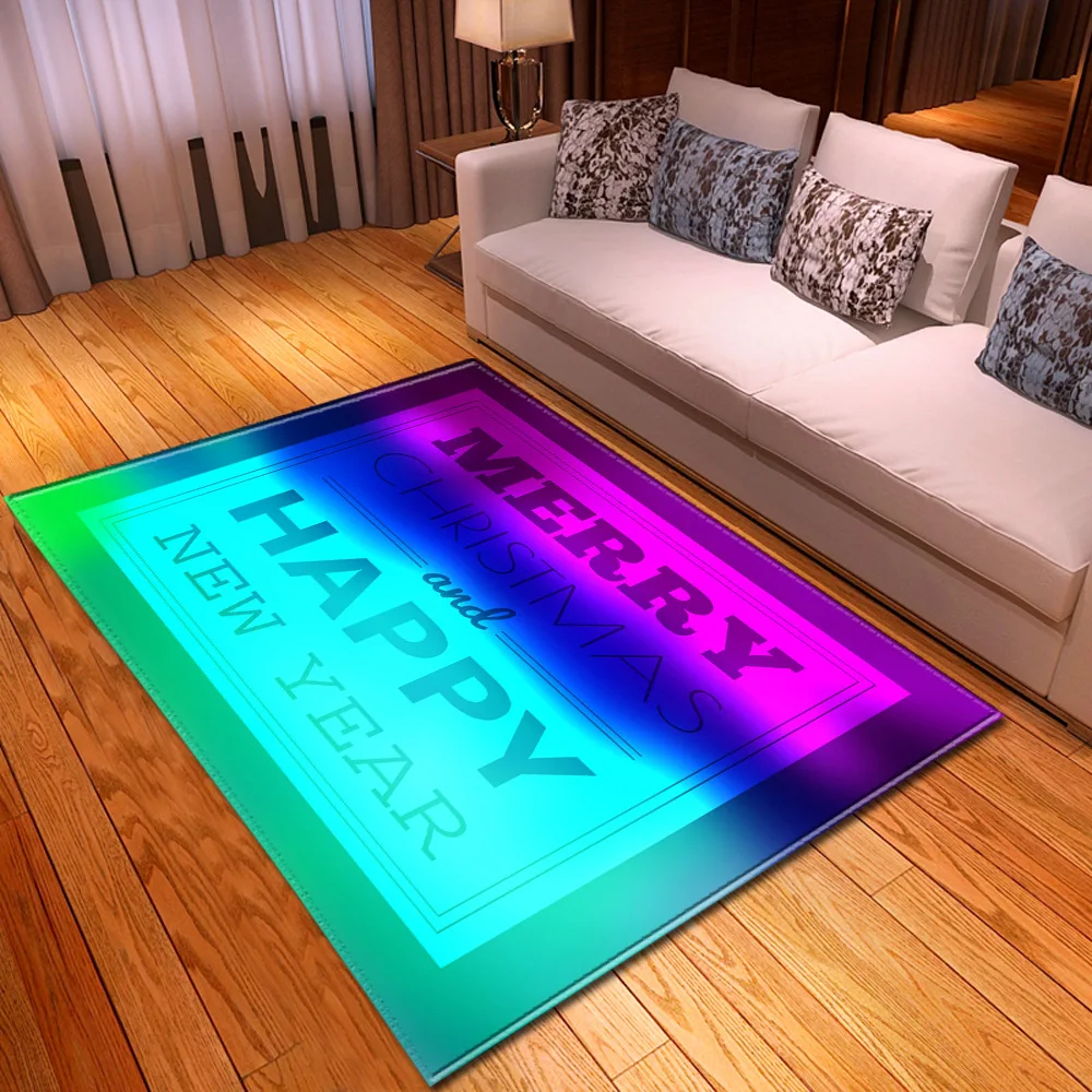 Colour 3D Xmas Santa Claus Flannel Carpets for Living room Rug Merry Christmas party Area Rugs Welcome Home Hallway Kitchen Mats