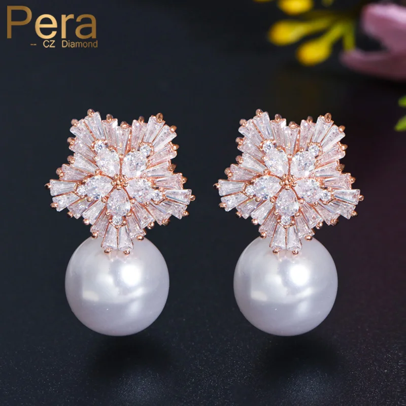 Роскошные Длинные серьги-подвески перламутрового цвета розового золота с