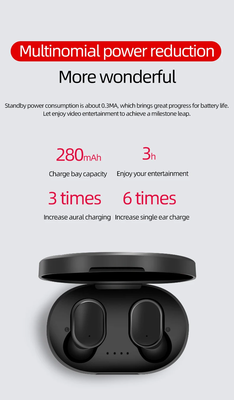 TWS Wireless Earphone For Xiaomi Redmi Airdots Earbuds Bluetooth 5 0 Headsets Noise Cancelling Mic for iPhone Huawei Samsung