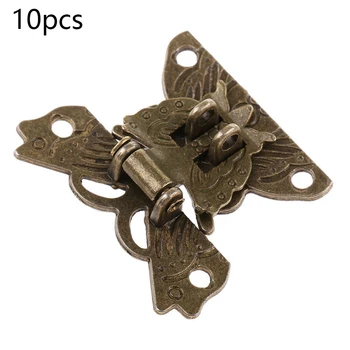 

10pcs Antique Butterfly Latch Hasp For Wood Jewelry Box Cabinet Chest Decor Latch Hook Furniture Buckle Clasp Lock