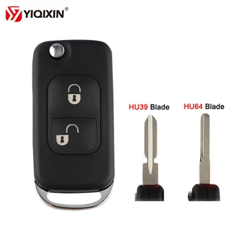 YIQIXIN custodia pieghevole a 2 pulsanti con chiave a distanza per auto per Mercedes Benz C E S ML SL ML55 W168 W124 AMG S500 SL500 HU39 HU64 lama