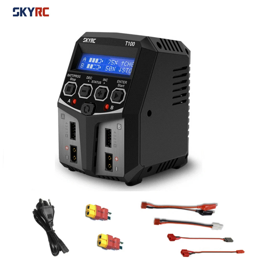 SKYRC T100 DUAL 5A 2X50W Balance Charger for 2-4S LiPo/LiIon/LiFe/LiHV Battery RC FPV Racing Drone Quadcopter Model RC Parts