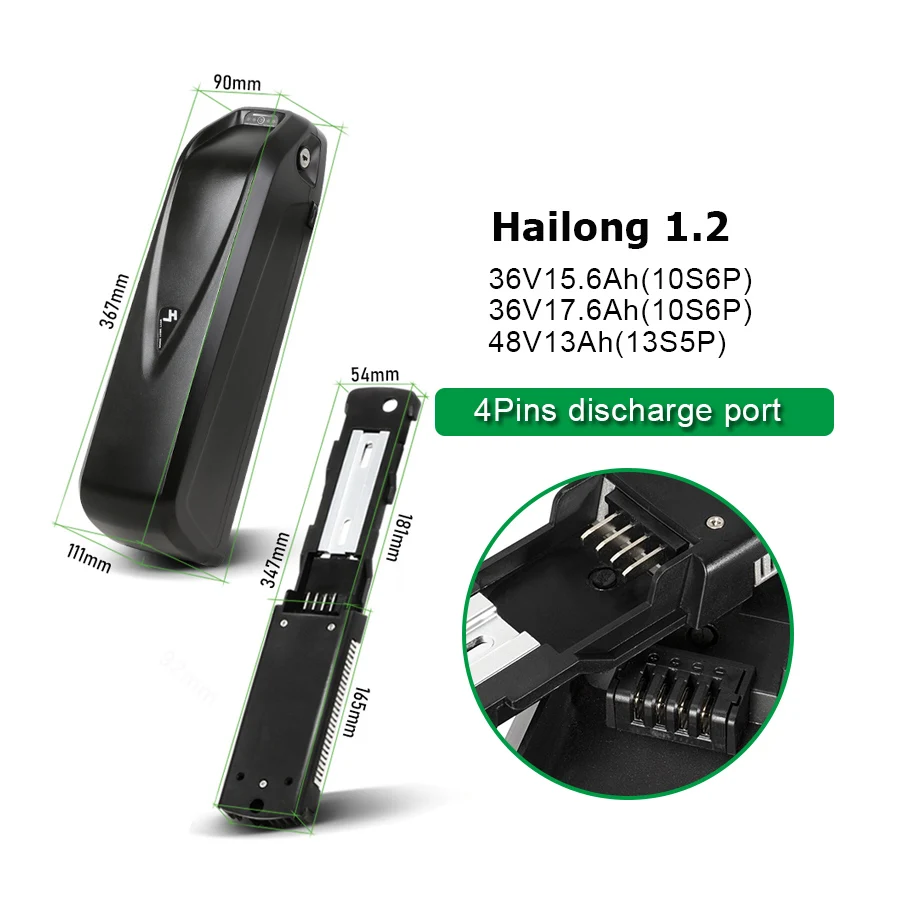 Hailong Batterie 52V 36V 48V 13Ah 15,6 Ah 17,4 Ah 2900mah 18650  Lithium-ionen Ebike Batterie max 30A BMS 350W 500W 750W 1000W BBS02 -  AliExpress