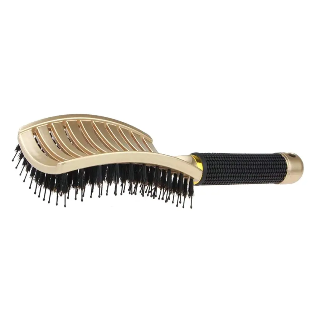 Pig Hairy Plastic Comb Massage Cushion Anti-Static Gold Ribs Hair Comb Large Curved Comb Shape Head Comb