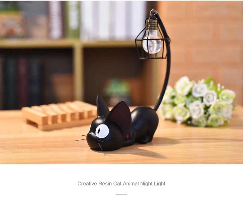 LED Night Light Creative Resin Cat Animal Night Light Ornaments Home Decoration Gift Small Cat Night Lamp  (7)