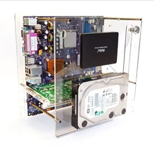 Placa mãe matx itx universal simples, suporte multicamada pilha transparente chassi duplo pode segurar gráficos 2 discos rígidos