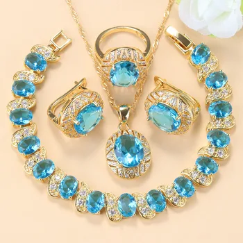 10-Colors Luxurious Gold-Color Necklace Sets Fashion Wedding African Women Accessories Clip Earrings Charm Bracelet Jewelry Sets 1
