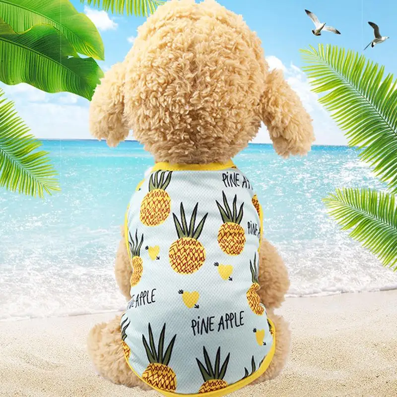 Pineapple Vest Собака платье из дышащего материала с принтом «фрукты» Мишка, собака, кошка, одежда для детей юбка с кошкой футболка пара Стиль платье с изображением собаки 3 цвета S-XXL - Цвет: Pineapple Vest
