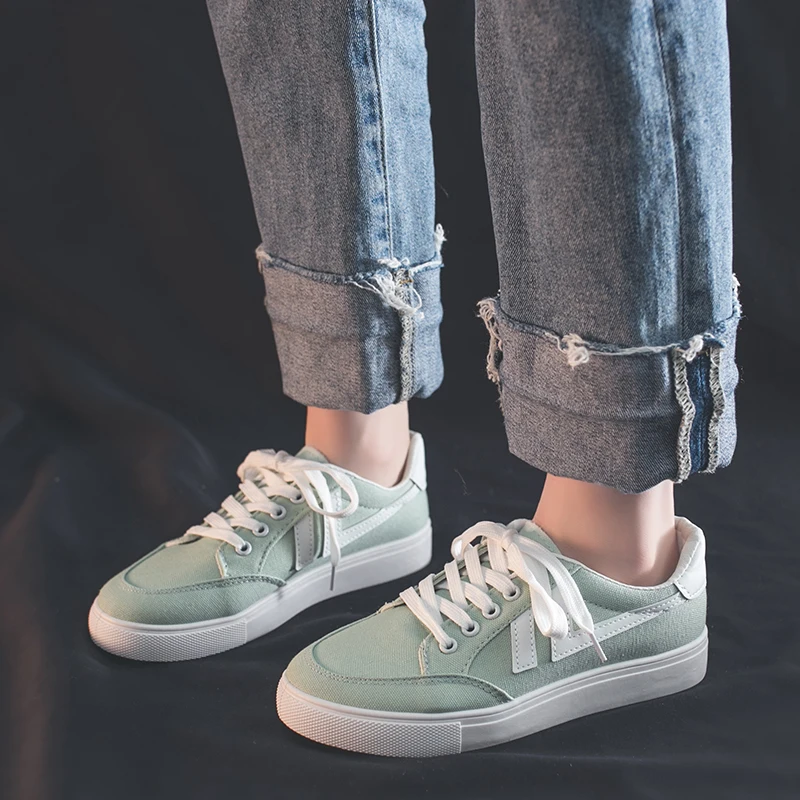 580 Green Популярные женские кроссовки; коллекция года; модная дышащая Вулканизированная обувь; женская обувь из искусственной кожи на платформе; женская повседневная обувь на шнуровке; цвет белый - Цвет: 580 Green