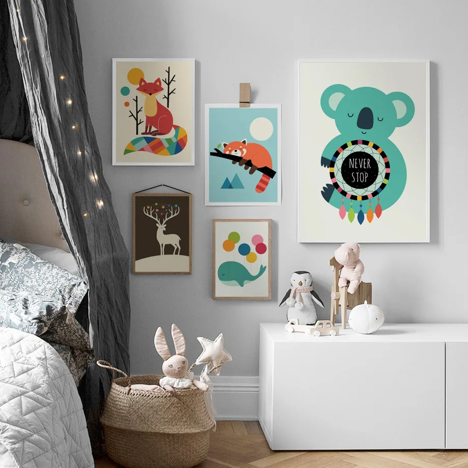 Wall-Art-Canvas-Painting-Fox-Elk-Raccoon-Koala-Animals-Art-Prints-Nordic-Posters-And-Prints-Wall (1)