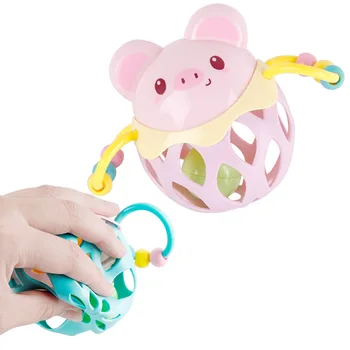 

Baby Rattles Toy Food Grade Teething Rattle Plastic Hand Bell Intelligence Grasping Gums Baby Teether Toy for 0-3years