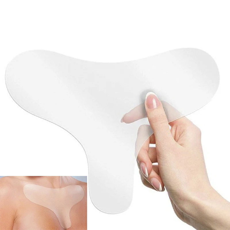 Reusable Anti Wrinkle Chest Pad Silicone Transparent Removal Patch Face Skin Care Anti Aging Breast Lifting Chest Patch Flesh 4pcs pack reusable silicone scar sheets removal patch acne gel scar therapy silicone patch remove trauma burn sheet skin repair