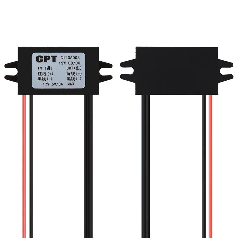 1 xпонижающий DC 12V до 5V 3A 15W DC мини/микро/двойной USB адаптер питания конвертер